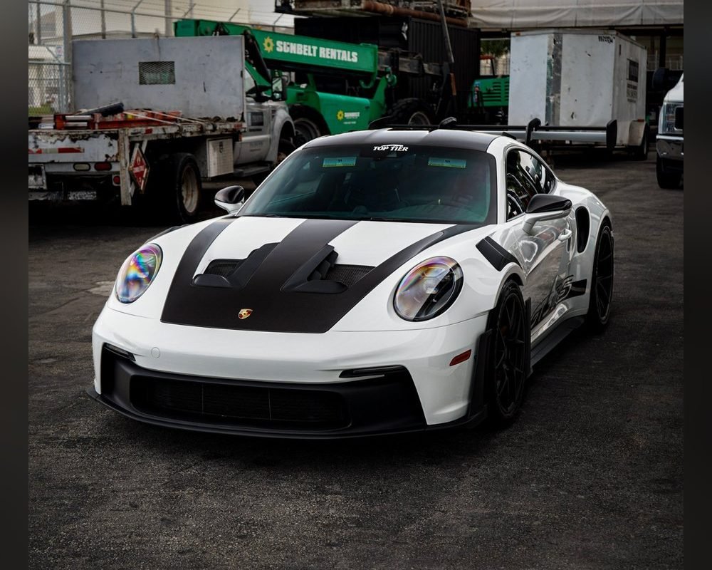 White Porsche 911 GT3 RS after a Signature Spa Detail in Miami